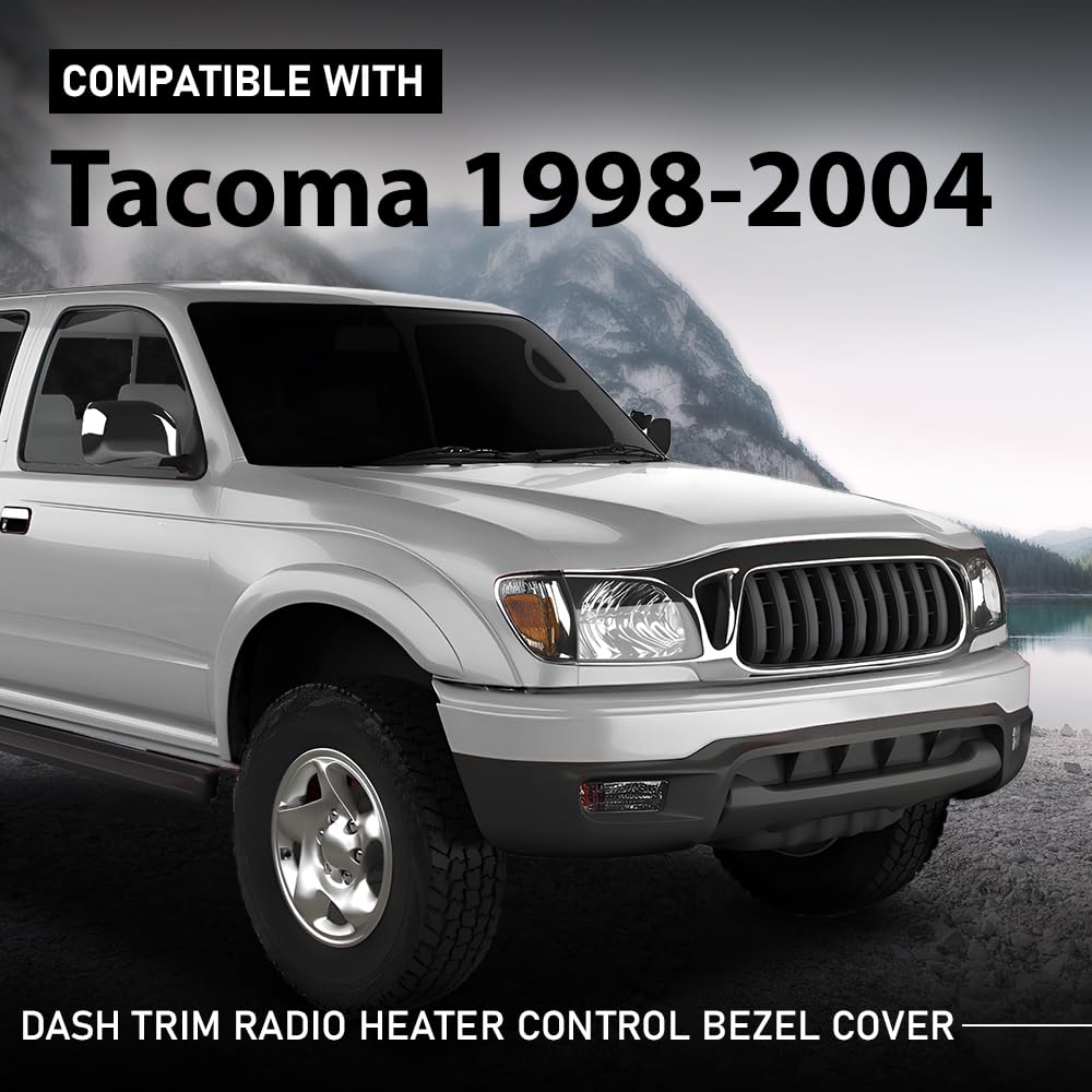 G-PLUS Center Dash Climate Control Radio Bezel Trim Compatible with Toyota Tacoma 1998-2004 Black Dashboard Panel