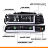 G-PLUS LED DRL Headlights, Compatible with 1999 2000 2001 200 2003 2004 2005 2006 Silverado/Suburban Bumper Headlamps, Clear Lens Black Housing Amber Reflector