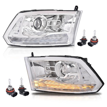G-PLUS LED Bar Plank Headlights HEADLIGHTS | Fit Dodge Ram 1500 2500 3500 2013-2018 Projector Headlight Clear Lens Clear Housing Clear Reflector CH2503217 55277409AD Bumper Headlamps,faros delanteros Assembly
