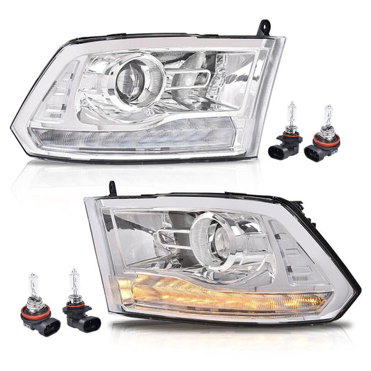 G-PLUS LED Bar Plank Headlights Fit Dodge Ram 1500 2500 3500 2013-2018 Projector Headlight Clear Lens Clear Housing Clear Reflector CH2503217 55277409AD Bumper Headlamps,faros delanteros Assembly