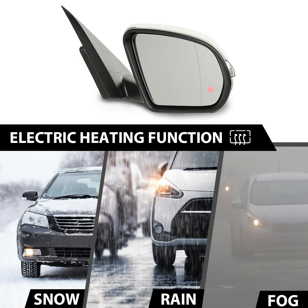 G-PLUS Rear View Mirror w/Blind Spot Right Passenger Side Compatible with Benz X253 Class GLC300 GLC350 2016-2021 2538101416 2538103500 White