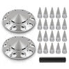 G-PLUS Front Wheel Covers Set Chrome Hub Cover 33mm Spiked Hub Axle Compatible with Semi-Truck 20",22.5" and 24.5" Wheels ABS Plastic Silver Pair