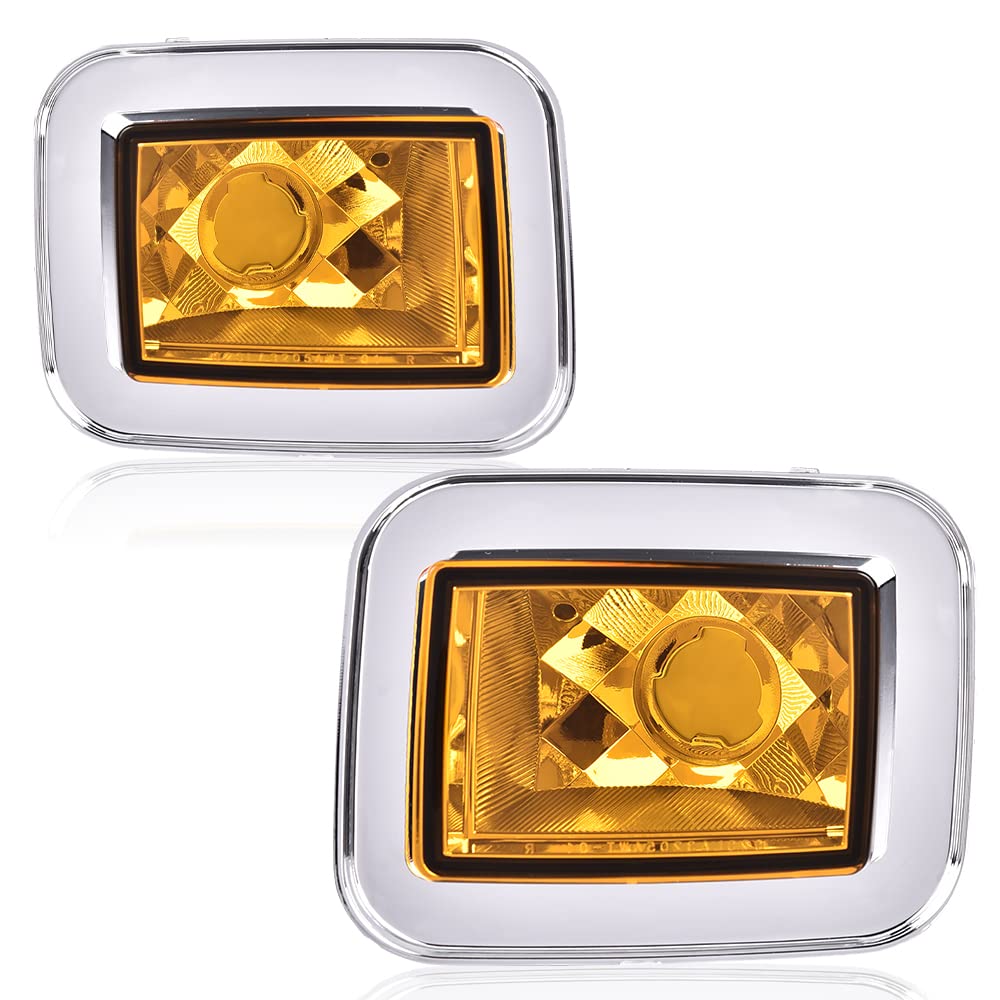 G-PLUS 2pcs Front Clear Chrome Parking Signal Light Set Fit 2003-2008 Hummer H2/2005-2008 Hummer H2 SUT Amber Lens