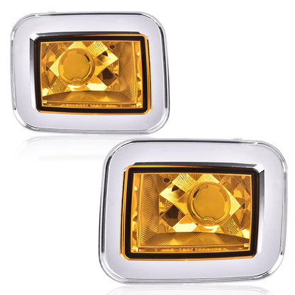 G-PLUS 2pcs Front Clear Chrome Parking Signal Light Set Fit 2003-2008 Hummer H2/2005-2008 Hummer H2 SUT Amber Lens