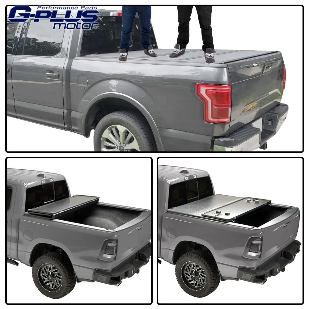 G-PLUS Hard Tri-Fold Truck Tonneau Bed Cover Folding Compatible with 1988-2007 Chevy Silverado/GMC Sierra (Excl. 2007 New Body Style)(07 Classic Body) 8' Long Bed (96")