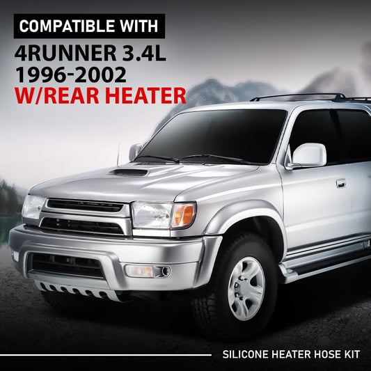 G-PLUS Silicone Heater Hose Kit Compatible with Toyota 4Runner 3.4L 1996-2002 W/Rear Heater Black