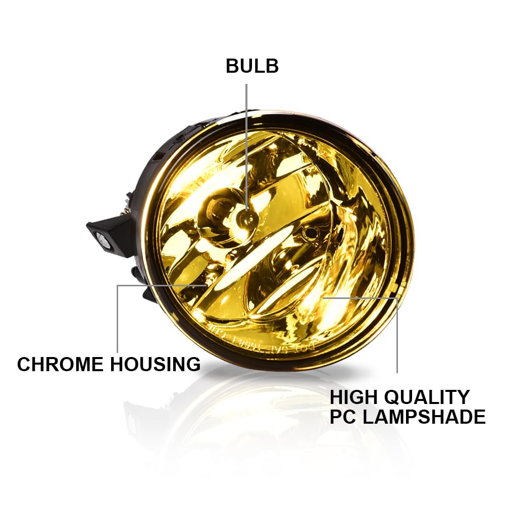 G-PLUS Bumper Fog Lights Compatible with 2004-2015 Nissan Titan/Fit 2005-2007 Nissan Armada Driving Fog Lamps w/Bulbs Left and Right Side neblineros para autos delantero faros antiniebla Yellow