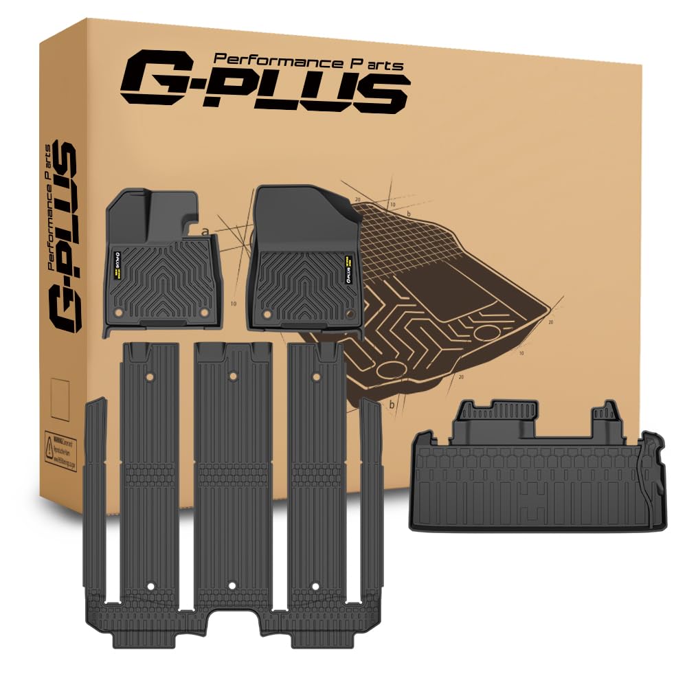 G-PLUS Floor Mats & Cargo Liner Fit Toyota Sienna 2021-2025/Not Fit 2025 Platinum,TPE All Weather Custom Fit Floor Liner 1st & 2nd & 3rd Row Trunk Mats Accessories Black alfombras para carro