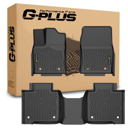 G-PLUS Floor Mats 3PCS Fit for Toyota Tundra CrewMax Cab 2022 2023 2024 2025 2026 TPE Custom Fit All Weather Front & Rear Row Floor Liners Black Alfombras para Carro