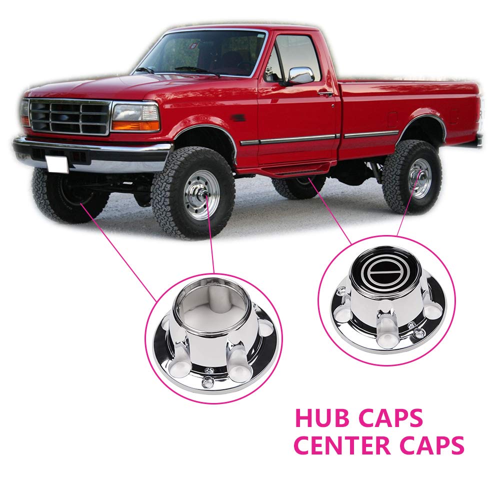 G-PLUS Chrome Wheel Hub Center Caps Compatible with Ford F150 Truck/Bronco 1980-1996, Compatible with Ford Van 1992-1996, 4x4 Front 4WD Wheel Drive (Includes 12 mounting Screws)