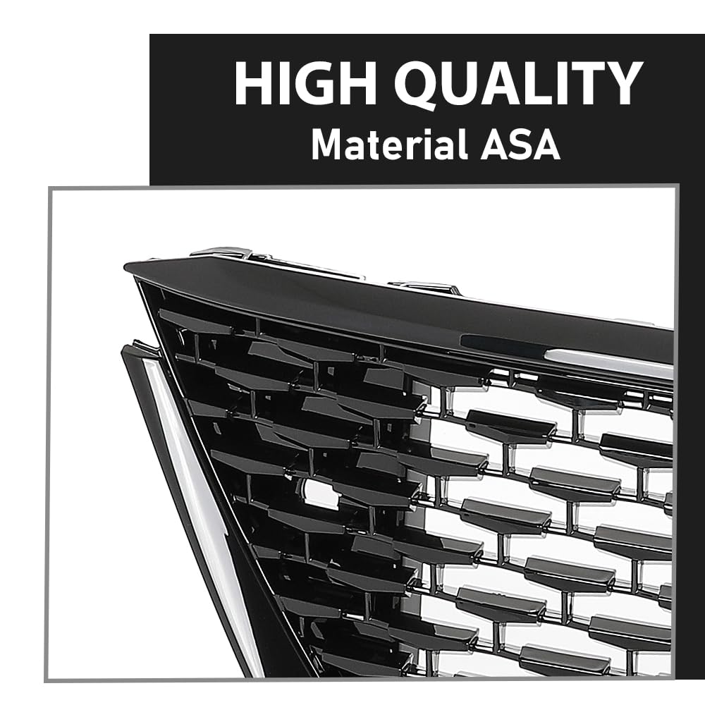G-PLUS Front Bumper Hood Grille Grill Mesh Compatible with Cadillac CT5 2020-2023 Gloss Black