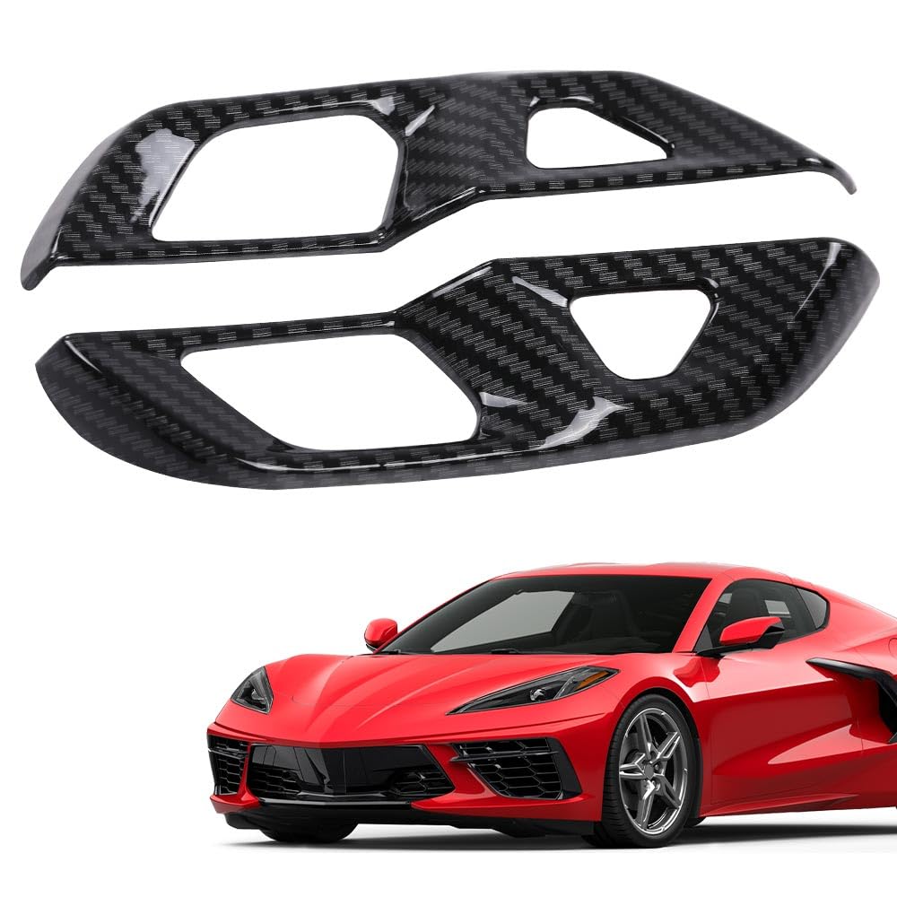 G-PLUS Carbon Fiber Door Lock Switch Button Panel Cover Trims Compatible with Chevy Corvette C8 2020 2021 2022 2023