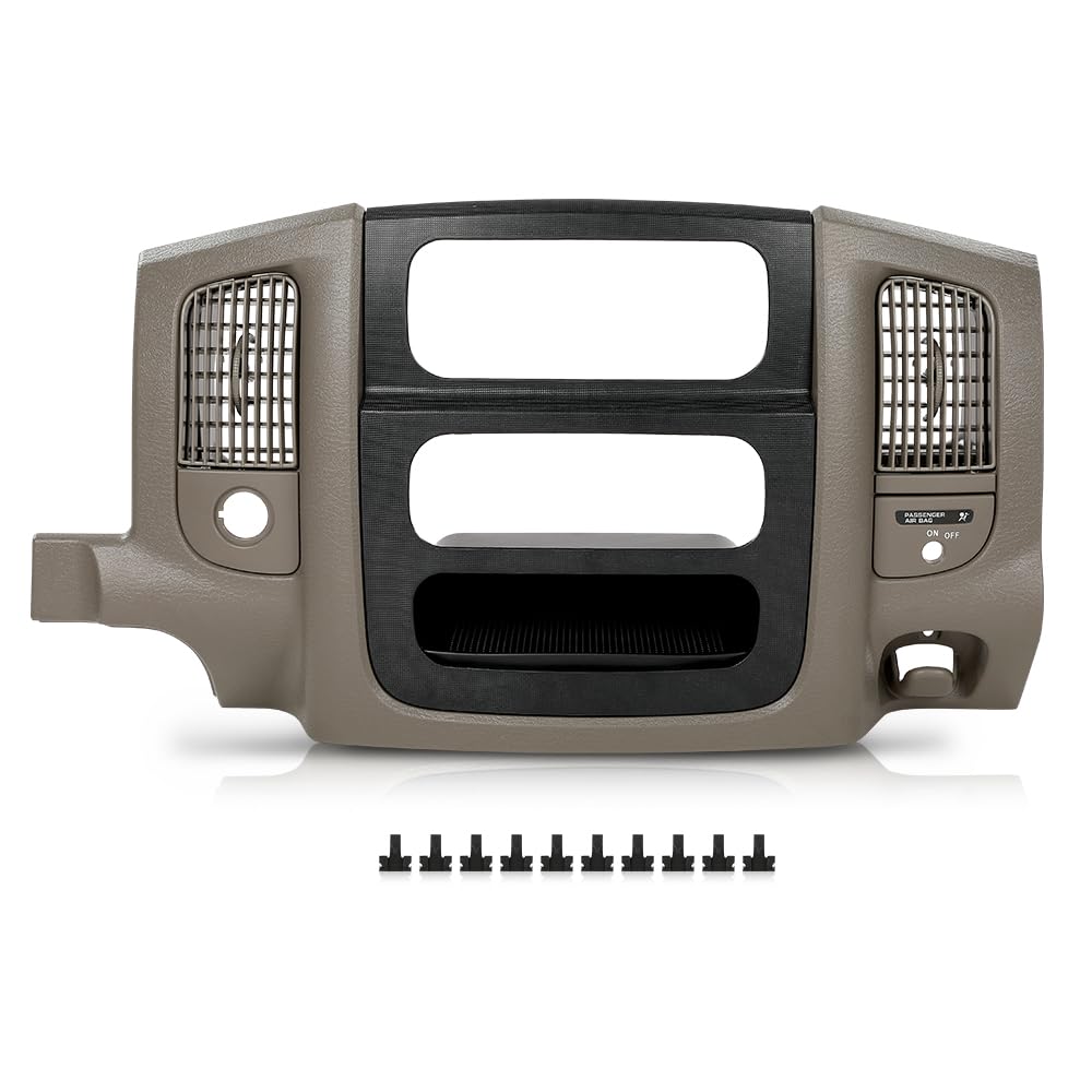 G-PLUS Dash Radio Trim Bezel Cover Surround Panel w/Air Vent & Storage Compatible with Dodge Ram 1500 2002-2005/Fits Dodge Ram 2500 3500 2003-2005 Beige