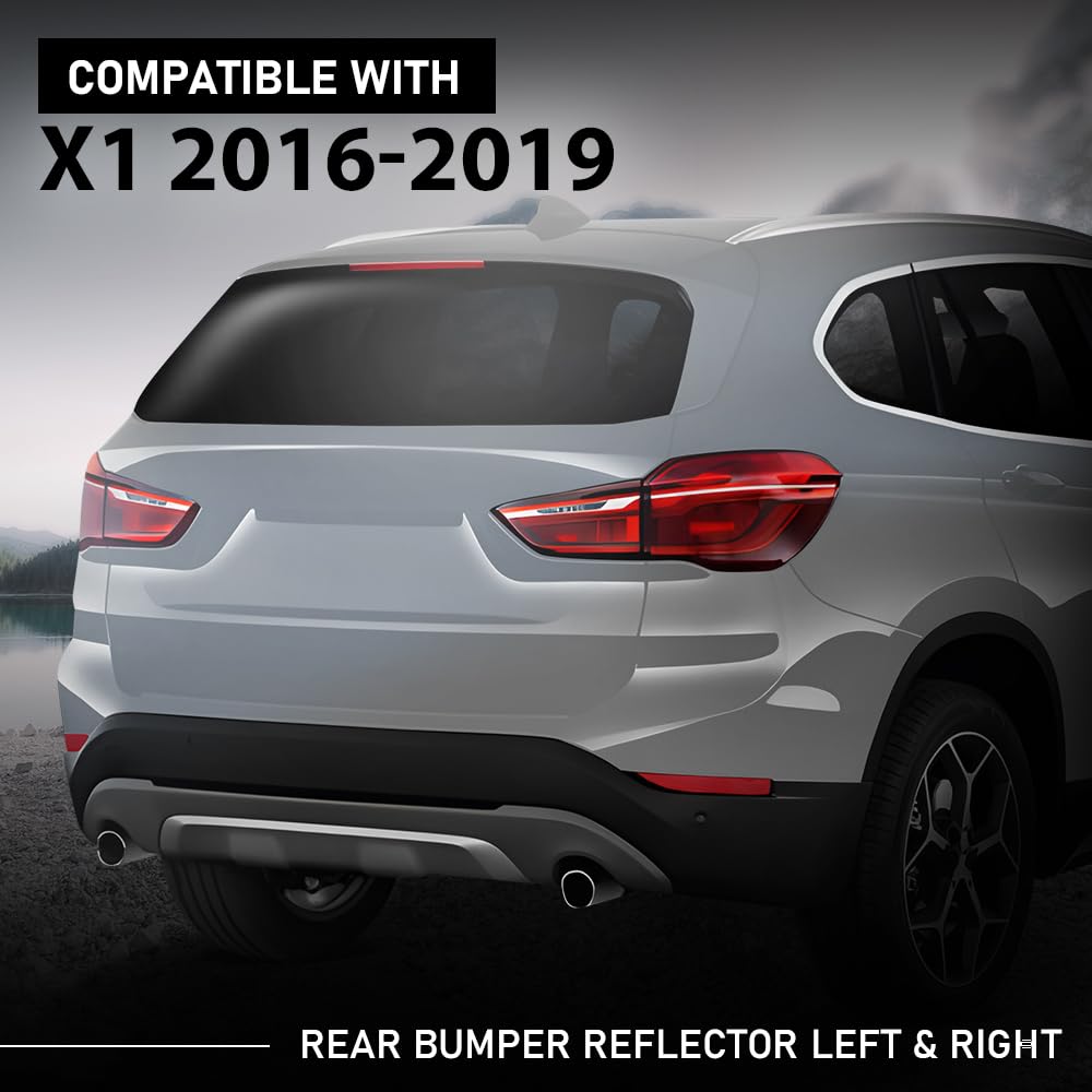 G-PLUS Pair Rear Bumper Reflector, Compatible with BMW X1 sDrive28i, xDrive28i 2.0L L4 - Gas 2017-2019/ X1 xDrive28i 2.0L L4 - Gas 2016, LH Driver & RH Passenger 2PCS, 61617355547, 61617355548