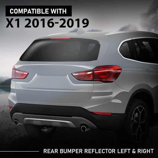 G-PLUS Pair Rear Bumper Reflector, Compatible with BMW X1 sDrive28i, xDrive28i 2.0L L4 - Gas 2017-2019/ X1 xDrive28i 2.0L L4 - Gas 2016, LH Driver & RH Passenger 2PCS, 61617355547, 61617355548