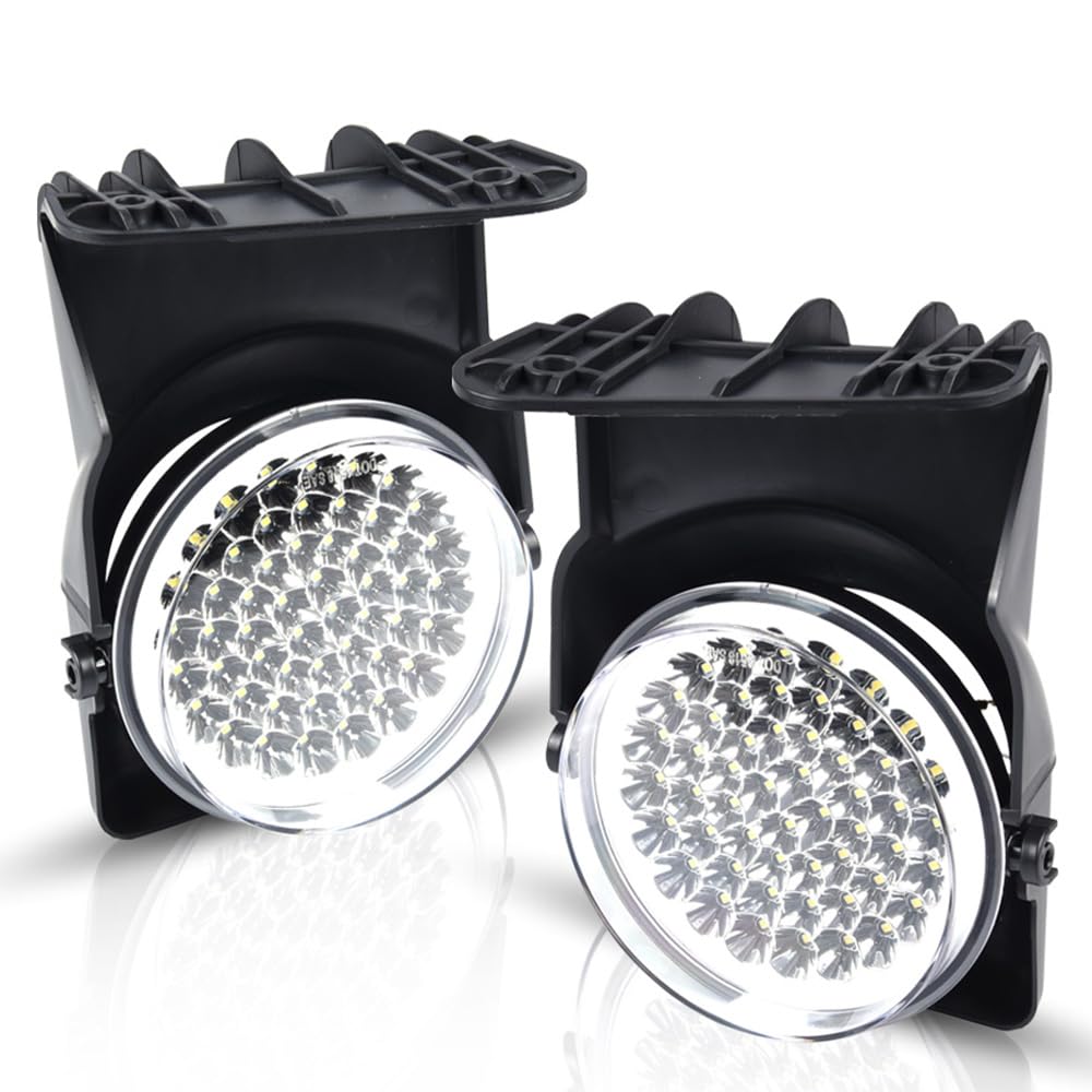 G-PLUS Hyper White Full LED Fog Lights Lamp +Switch Left+Right Compatible with GMC Sierra 2003-2007 Pickup Truck Clear Lens Bumper Fog Light Kit