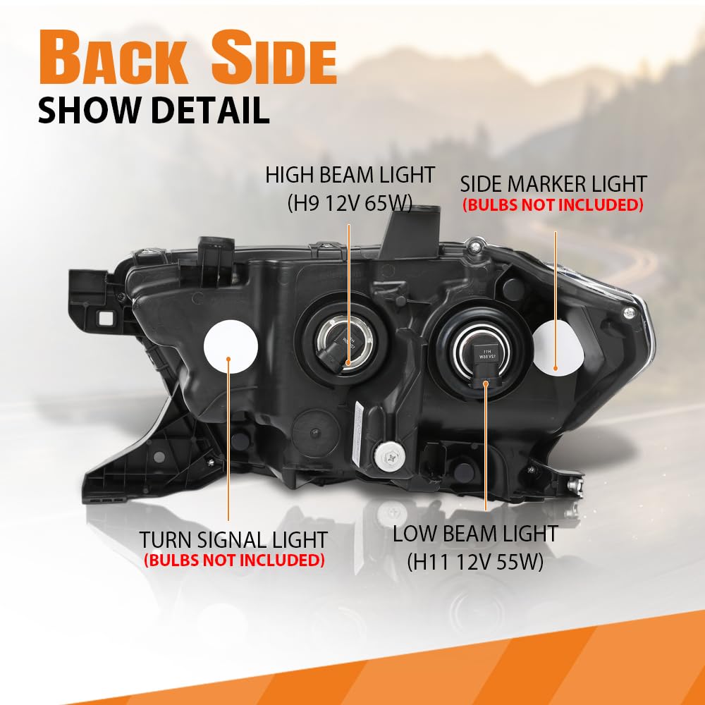 G-PLUS Headlight Assembly Right Side w/o LED Daytime Running Light Compatible with Toyota Tacoma 2016-2018 Fit Models Without Factory LED Daytime Running Light Only White