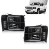 G-PLUS LED DRL Headlights Assembly Compatible with GMC Sierra 1500 2007-2013/Fit GMC Sierra 2500 HD 3500 HD 2007-2014 Headlamps Left & Right Clear Lens Black Housing Clear Reflector,faros delanteros