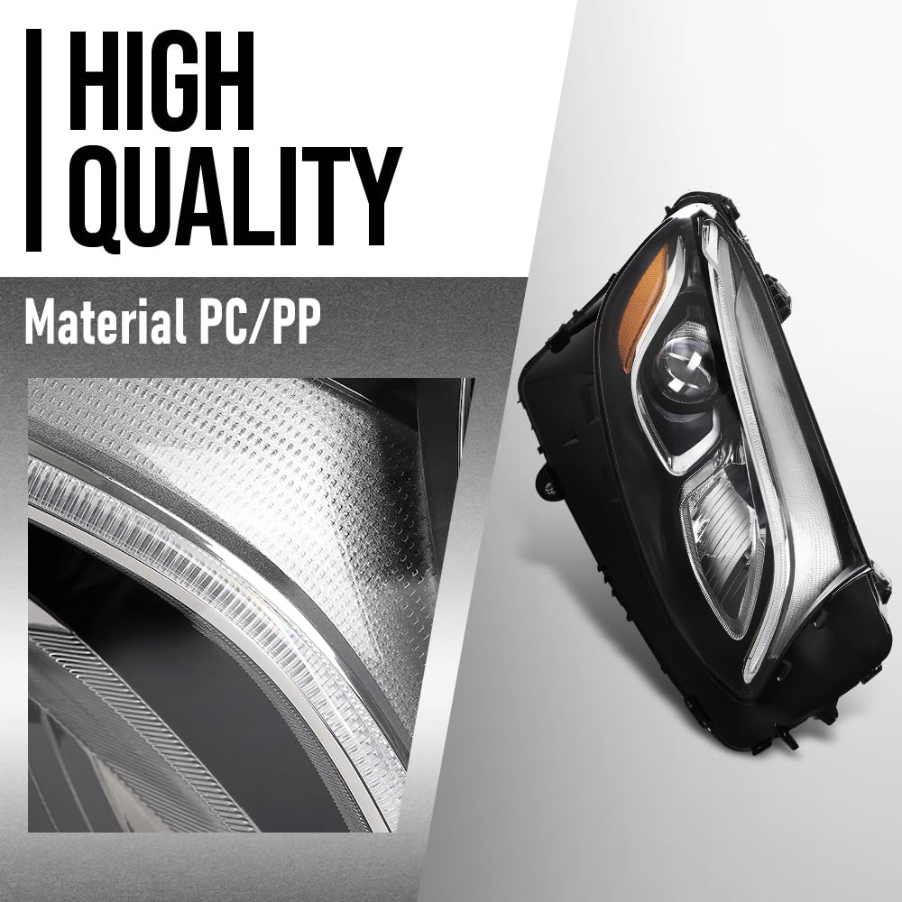 G-PLUS LED Headlight w/o AFS Right Passenger Side Compatible with Benz GLC 2016 2017 2018 2019 Without AFS 2539061401 Black