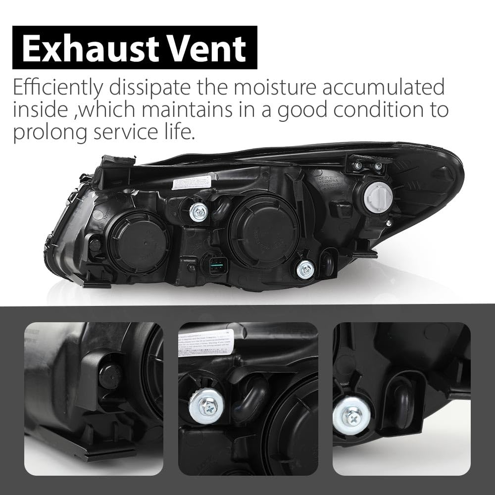G-PLUS Headlights Assembly,Compatible with Hyundai Elantra 2007-2010 Bumper Headlamps w/o Bulb,Left & Right faros delanteros Clear Lens Chrome Housing Amber Reflector