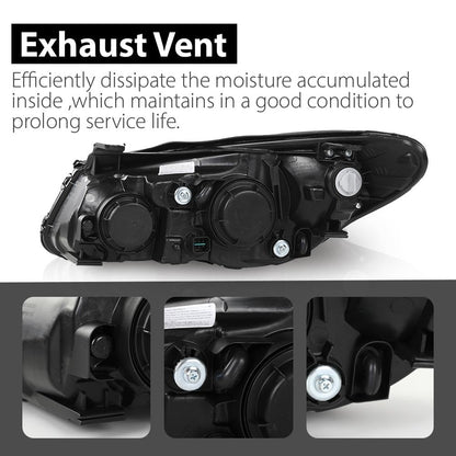 G-PLUS Headlights Assembly,Compatible with Hyundai Elantra 2007-2010 Bumper Headlamps w/o Bulb,Left & Right faros delanteros Clear Lens Chrome Housing Amber Reflector
