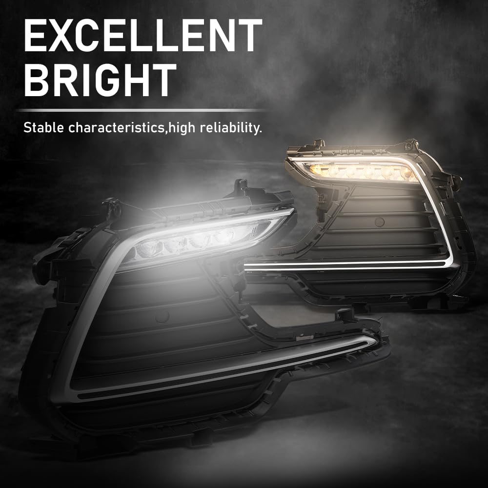 G-PLUS Fog Lights Daytime Running Light DRL LED with Turn Lamp Compatible with Hyundai Elantra Sport 2017-2018