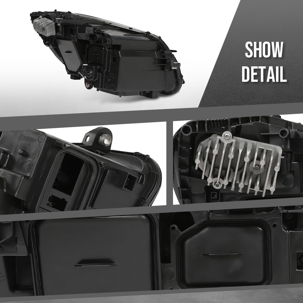 G-PLUS LED Headlight Left Driver Side Compatible with Benz C-Class C300 W205 2015 2016 2017 2018 205906770364, MB2502227 Black