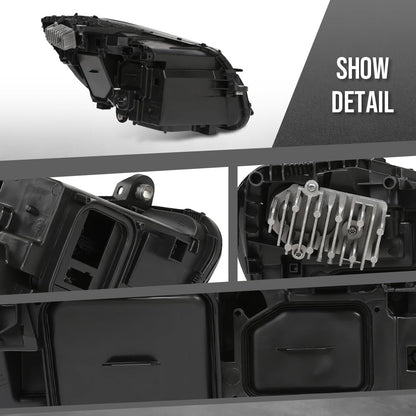 G-PLUS LED Headlight Left Driver Side Compatible with Benz C-Class C300 W205 2015 2016 2017 2018 205906770364, MB2502227 Black