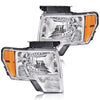 G-PLUS Headlights Assembly Compatible with Ford F150 2009-2014 Pair Left & Right Headlamps Assembly, Clear Lens Chrome Housing Amber Reflector, faros delanteros, DL3Z13008A DL3Z13008B