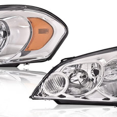 G-PLUS Headlights Assembly Left for Chevy Monte Carlo Impala 2006-2016 Clear Chrome Amber Close-up View