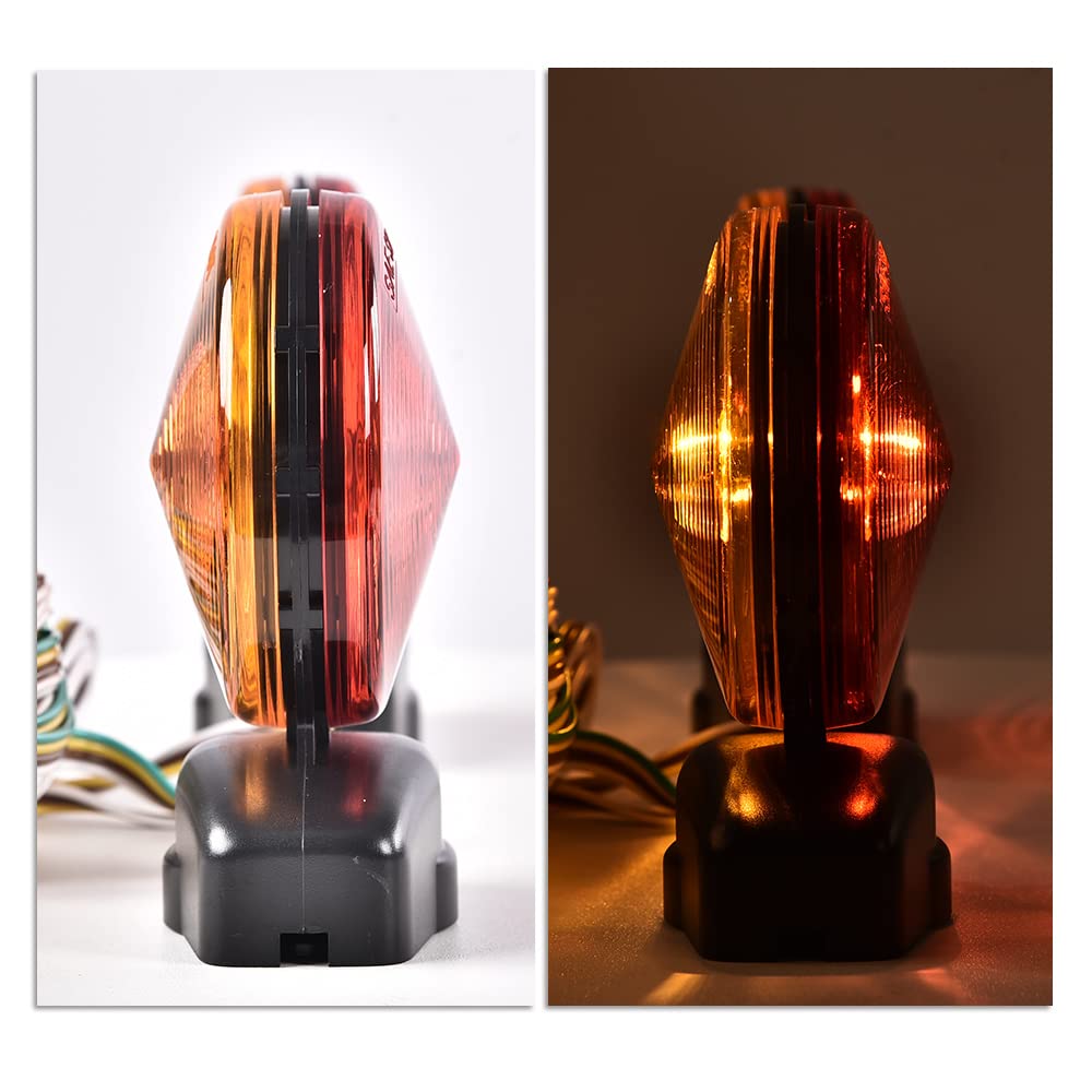 G-PLUS Universal 12V Magnetic Towing Light Kit Tail Lights Turn Signal Lamp Kit 20' 55lb Magnetic Strength, Red & Amber