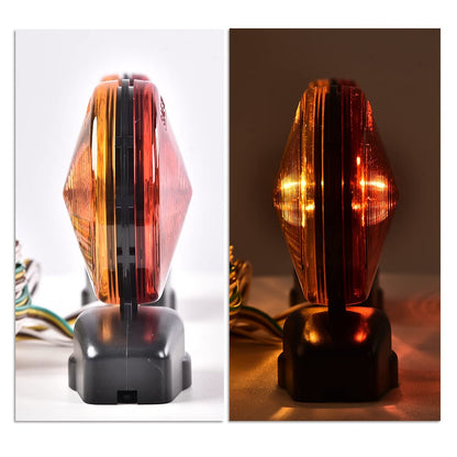G-PLUS Universal 12V Magnetic Towing Light Kit Tail Lights Turn Signal Lamp Kit 20' 55lb Magnetic Strength, Red & Amber