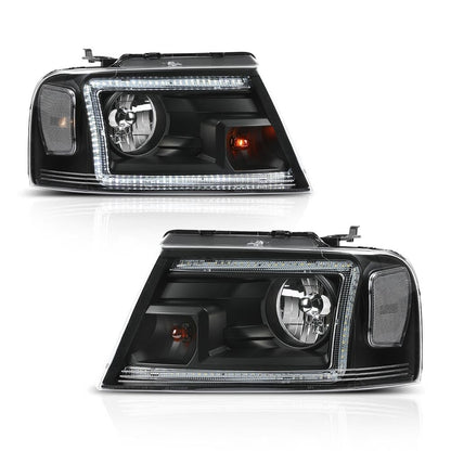G-PLUS LED Headlights Assembly Fit 2004-2008 Ford F150,Fit Lincoln Mark LT 2006-2008(NOT Fit 2004 F150 Heritage/Flareside Beds) Clear Lens Black Housing Clear Reflector Headlamps,faros delanteros
