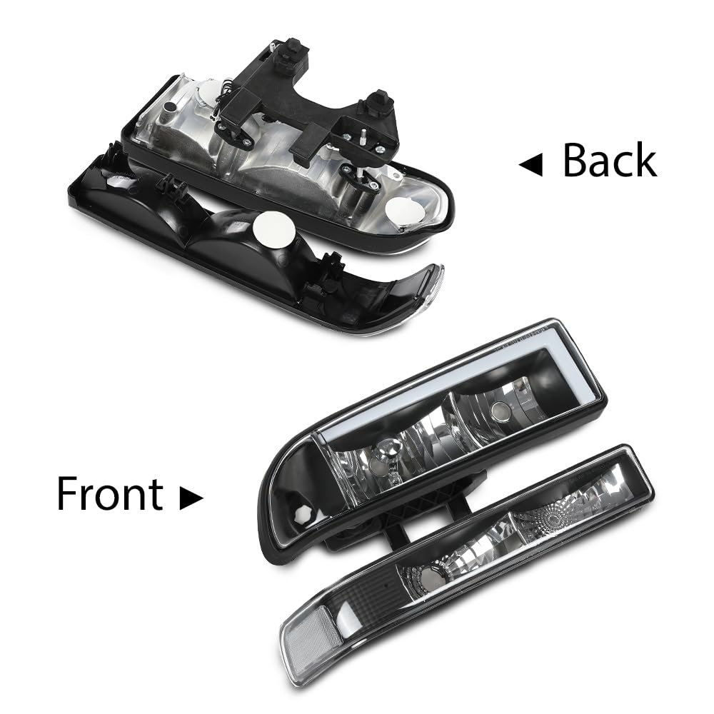 G-PLUS LED Headlights Assembly Front Headlamps Left Right Fit Chevy Blazer 1998-2005, Fit Chevy S10 Pickup 1998-2004 with Bumper Lights Clear Lens Black Housing Clear Reflector,faros delanteros