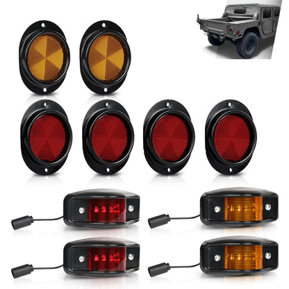 G-PLUS Side Marker Light LED with Reflectors Kit Compatible with Humvee M998 Hummer Universal 4pcs