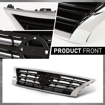 G-PLUS Front Bumper Upper Grille w/Insert Compatible with Nissan Sentra SR 2013-2015 Chrome Shell Grill Inserts 623103RM0A NI1200253