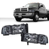 G-PLUS Headlights Fit Dodge Ram 1500 1994-2001/Fit Dodge Ram 2500 3500 1994-2002,Not fit Ram Sport,Headlamps w/o Bulbs Smoky Lens Chrome Housing Clear Reflector,faros delanteros Assembly