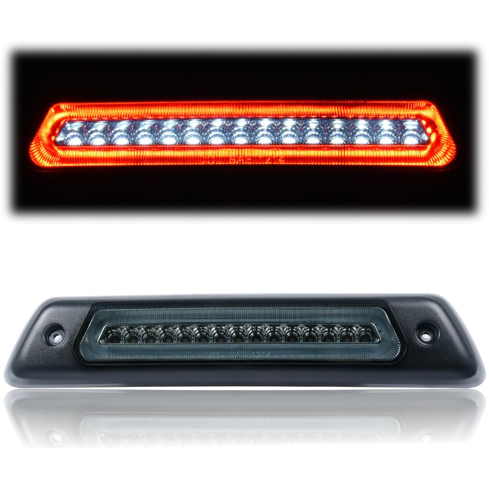 G-PLUS LED Third Brake Light Compatible with Ford F150 Optic Style 2009 2010 2011 2012 2013 2014 3rd High Mount Stop Lamp, Smoky Lens Chrome Housing, ‎‎AL3Z13A613E FO2890102