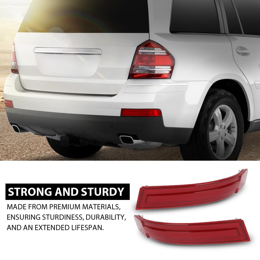 G-PLUS Pair Rear Bumper Reflector Light, Compatible with Benz GL320 2007-2009 CDI 164.822/ GL450 2007-2008 164.871/ GL550 2008-2009 164.886, Left & Right Side 2PCS, 1648201174, 1648201274