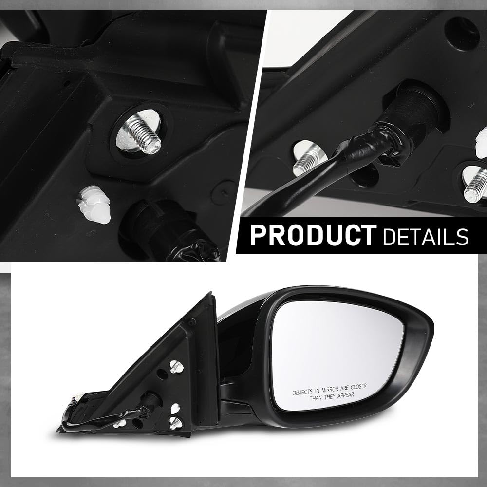 G-PLUS Power Mirror Driver and Passenger Side Compatible with Honda Accord Sedan 2018-2022 1.5L HO1320328 HO1321328 76208TVAA02 76258TVAA02 Glossy Black 3-Pin Manual Folding
