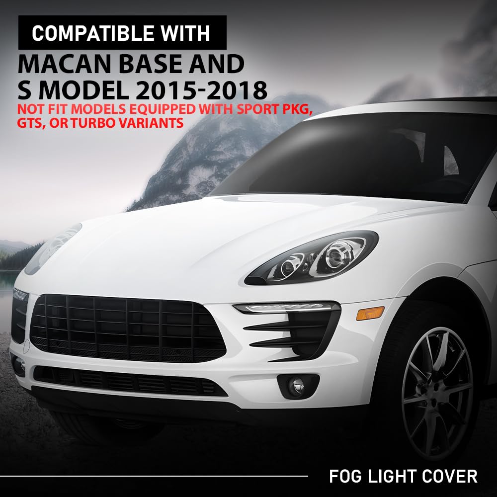 G-PLUS Left Fog Light Cover Lamp Bezel, Compatible with Porsche Macan Base and S Model 2015-2018, Driver Side, 95B807795B, 95B807795