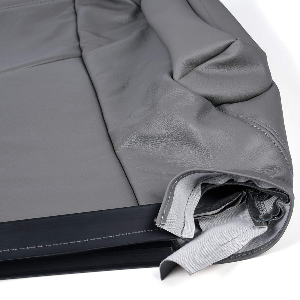 G-PLUS Pewter Gray Leather Seat Cover Compatible with Chevy Tahoe Suburban Silverado/GMC Yukon Sierra 2003 2004 2005 2006 Replacement Front Driver Passenger Top Bottom 4 PCS