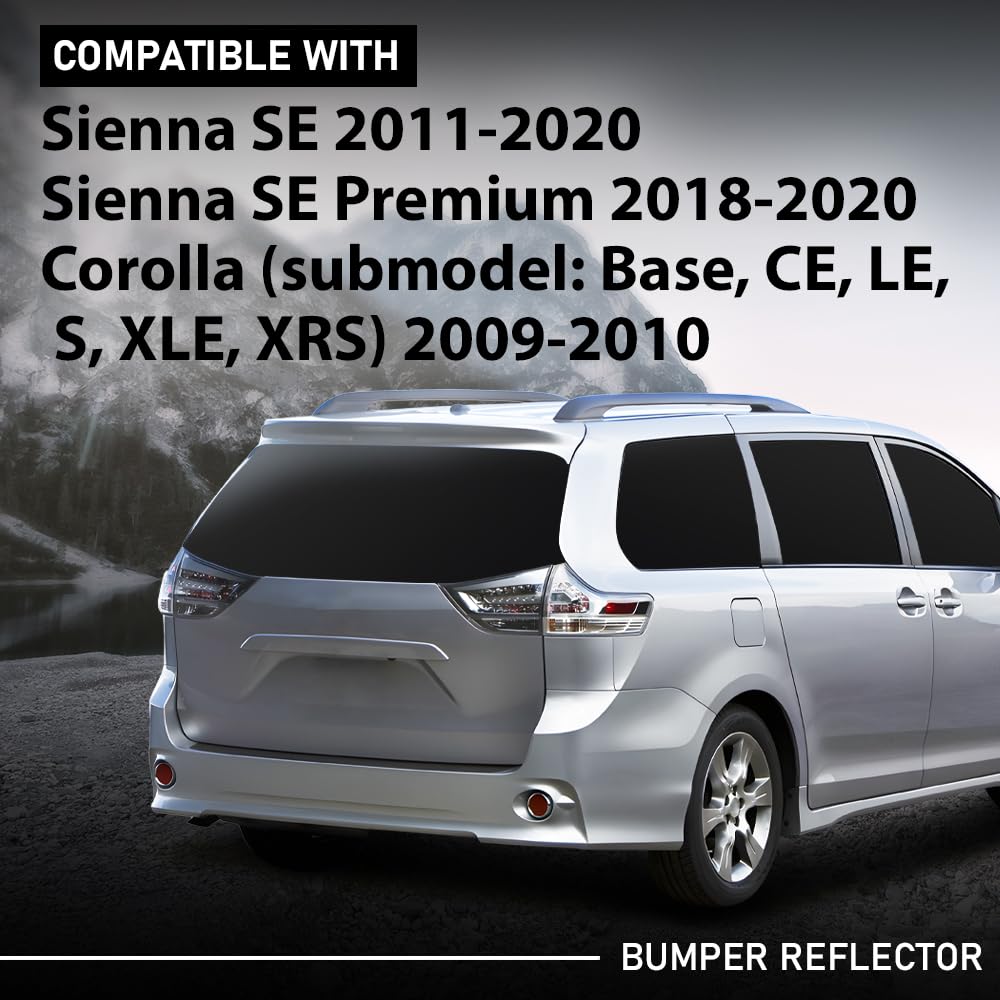 G-PLUS Rear Driver or Passenger Side Bumper Reflector Compatible with Toyota Corolla (submodel: Base, CE, LE, S, XLE, XRS) 2009-2010,Fit Toyota Sienna SE (Premium) 2011-2020 8191002040