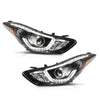 G-PLUS LED Projector Headlights DRL Left & Right Fit Hyundai Elantra 2014 2015 2016 Headlamps Clear Lens Black Housing Amber Reflector,faros delanteros
