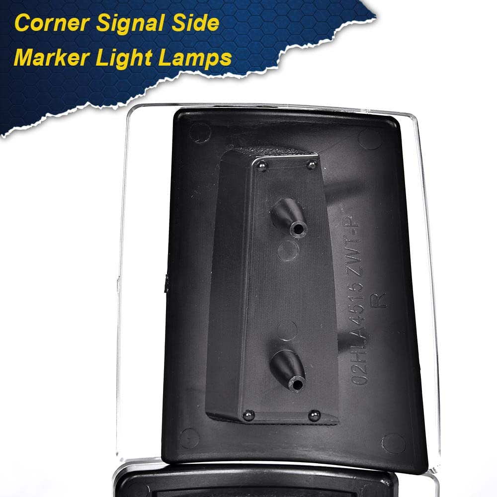 G-PLUS Corner Light Fit 1994-2000 Chevy CK/C10 1500 2500 3500 2WD,(ONLY For Composite Headlights) Signal Side Marker Lamps (Clear Lens Black Housing Clear Reflector) Bumper Headlamps,faros Assembly