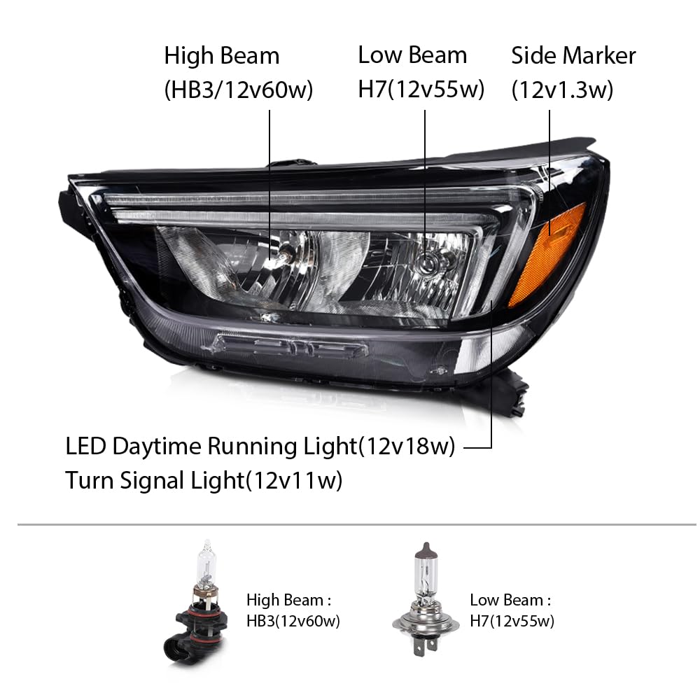 G-PLUS LED DRL Headlight Compatible with Buick Encore 2017-2022 Headlamp w/Bulbs Clear Lens Black Housing Amber Reflector Left Driver Bumper Headlamps,faros delanteros
