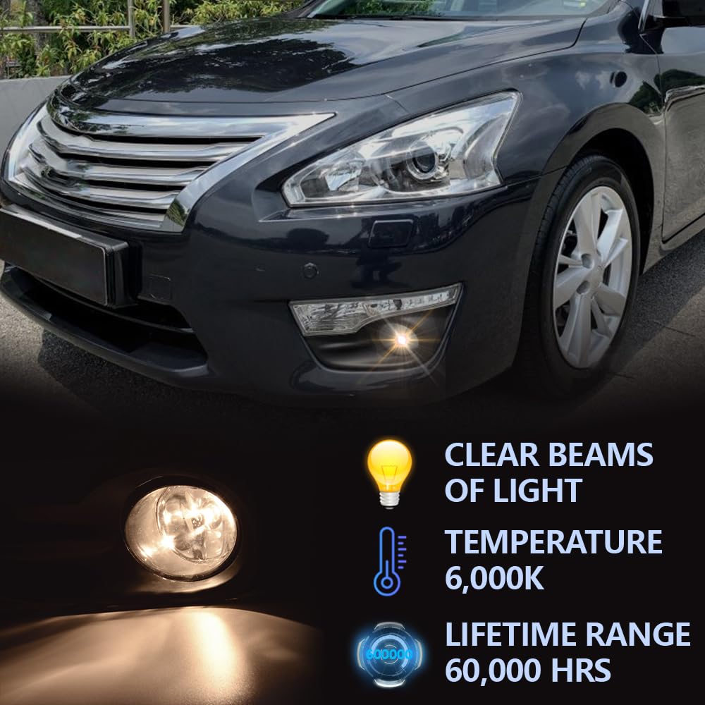 G-PLUS Bumper Fog Lights Compatible with 2013-2015 Altima Sedan 4Dr Clear Driving Fog Lamps W/Switch Kit