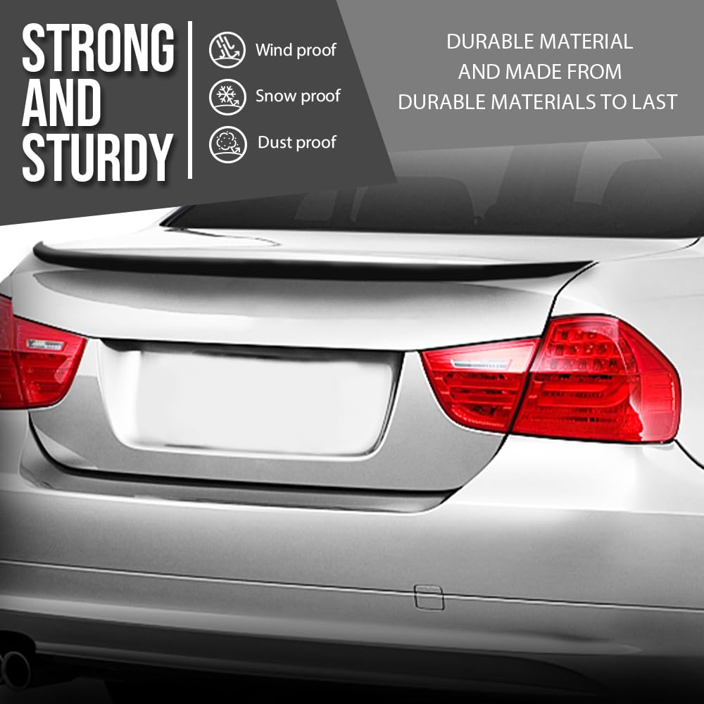 G-PLUS Rear Trunk Spoiler Wing Compatible with BMW 3 Series M3 E90 Sedan 2005 2006 2007 2008 2009 2010 2011 Rear Trunk Spoiler Lip Wing Carbon Fiber Black