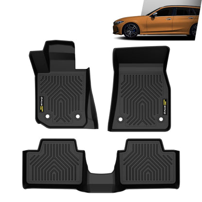 G-PLUS TPE Floor Mats Fit BMW 330i 2019-2023 / 320i M340i 2020-2023 Fit BMW M3 2021-2023 1st & 2nd Row Truck Accessories Cargo Liners All Weather Protection 3PCS Alfombras para Carro Black