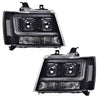 G-PLUS LED Tube Dual Projector Headlights, Compatible with 2007-2014 Chevy Tahoe/Suburban Bumper Headlamps Assembly, Clear Lens Black Housing Clear Reflector,faros delanteros